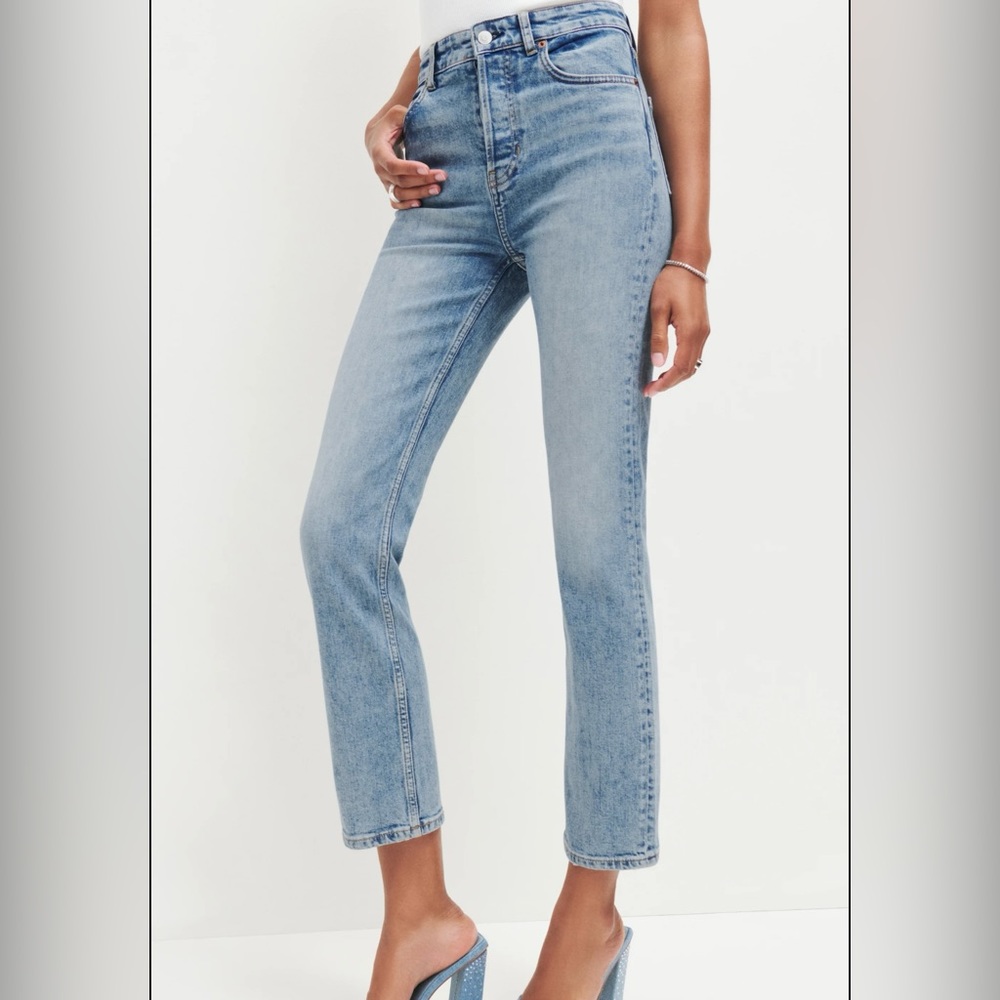 Reformation “Cynthia Stretch High Rise Straight Jeans”